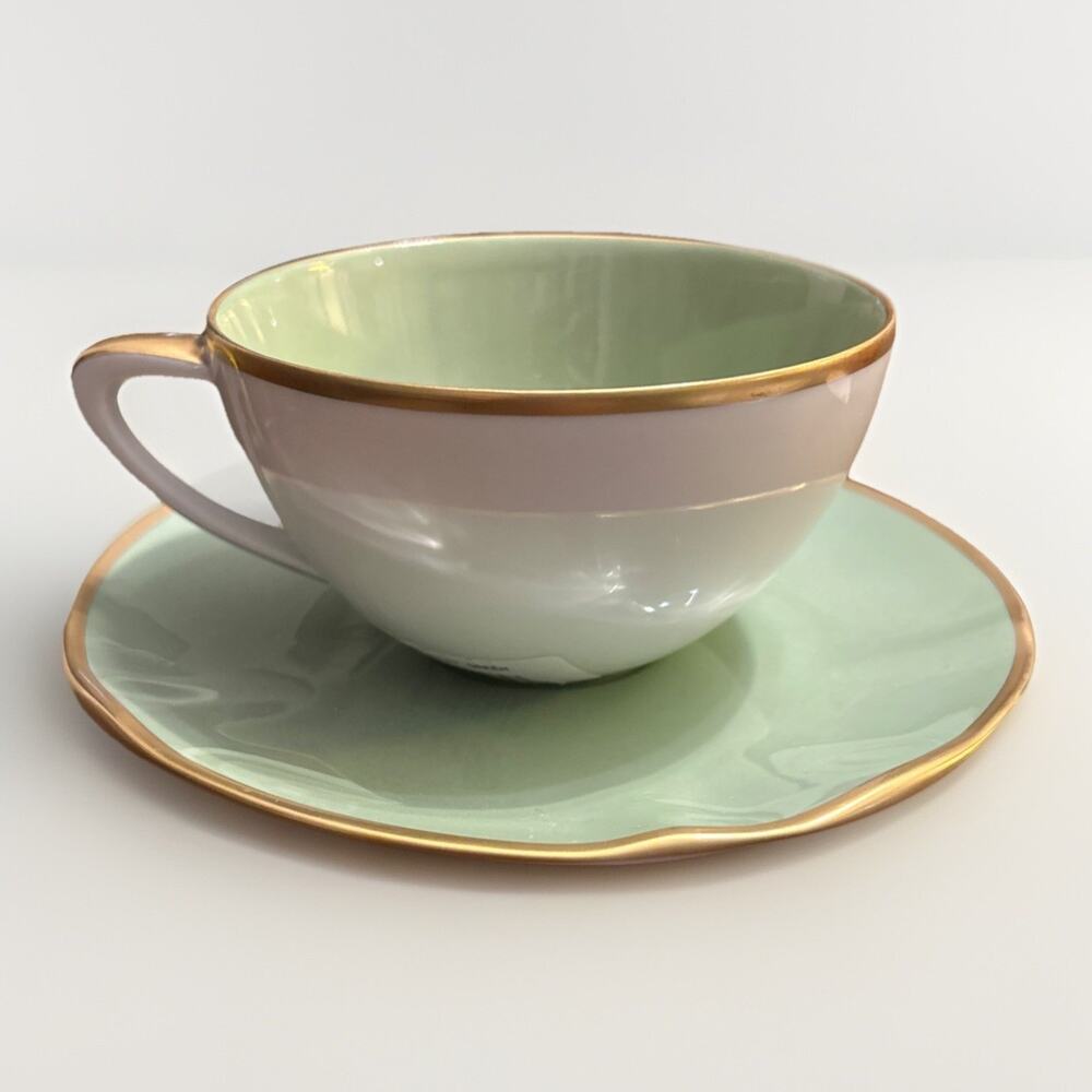 New Anna Weatherley Colors Collections Mint Green Tea Cup & Saucer